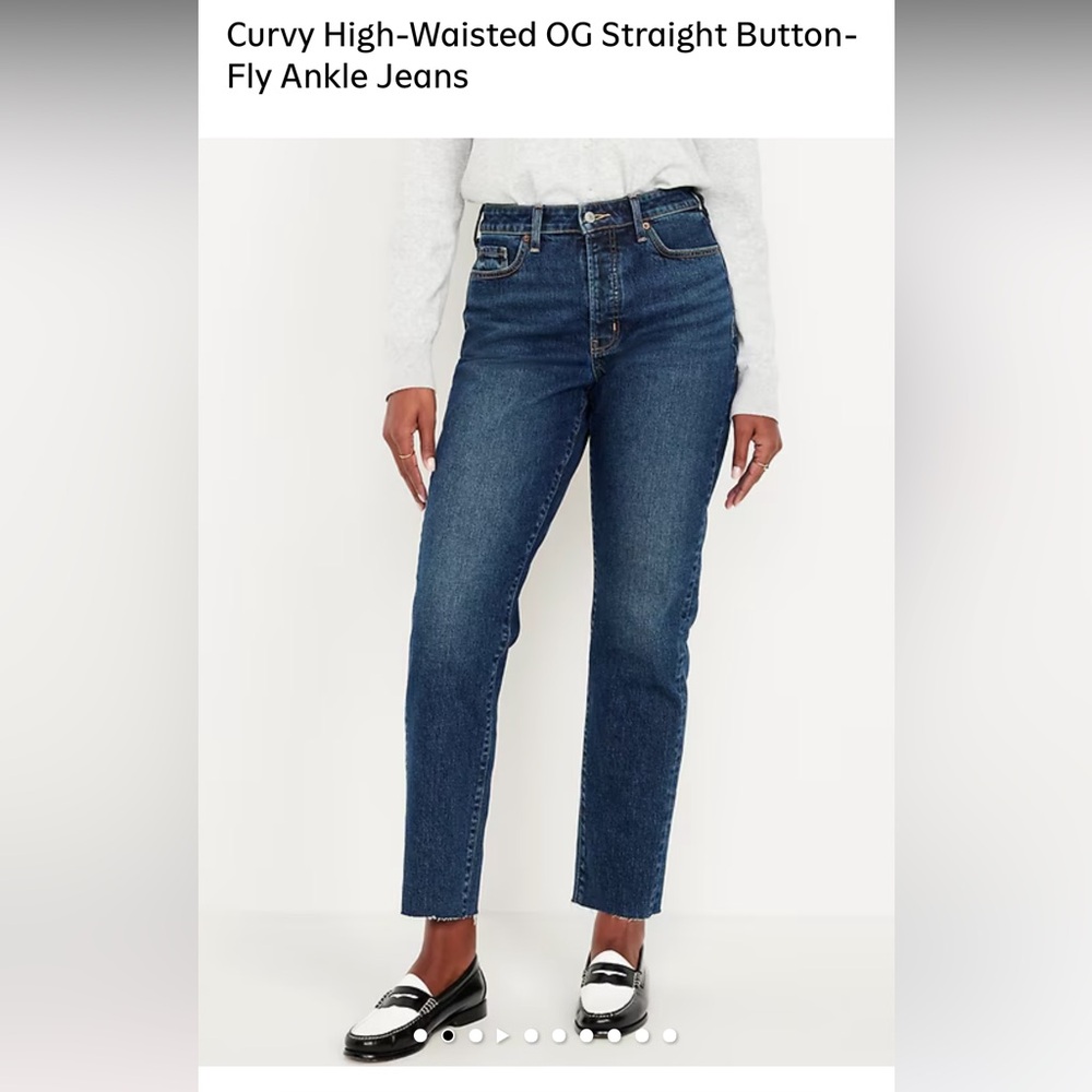Old Navy Women's Dark Blue High Rise *Curvy* OG Straight Jeans